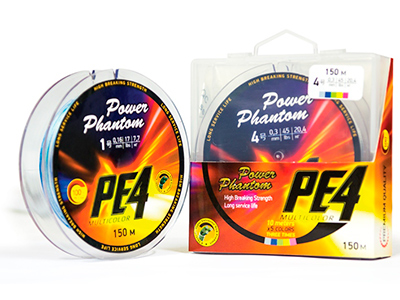 Шнур Power Phantom PE4x 5 цветов 150м 0.20мм 9.9кг (1.5) - купить по доступной цене Интернет-магазине Наутилус