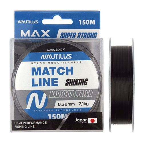 Леска матчевая Nautilus Match sinking 0,28мм.,7,1кг, 150м.dark black - купить по доступной цене Интернет-магазине Наутилус