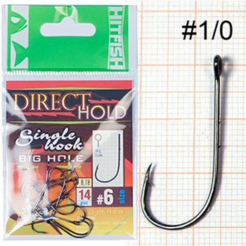 Крючок одинарный с засечками HITFISH Direct Hold Single Hook № 1/0 (с большим ухом) - купить по доступной цене Интернет-магазине Наутилус