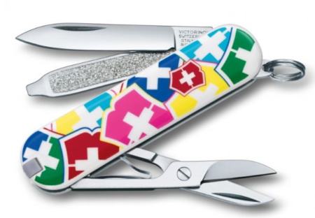 Нож Victorinox Classic (0.6223.841U) 58мм 7 функций белый/рисунок подар. коробка - купить по доступной цене Интернет-магазине Наутилус