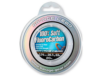Леска Savage Gear Soft Fluorocarbon, 15м, 0.92мм, 40.5кг, 89lbs, прозрачный, арт.54858