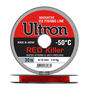 Леска ULTRON Red Killer 0,14мм 2.2 кг 30м красная