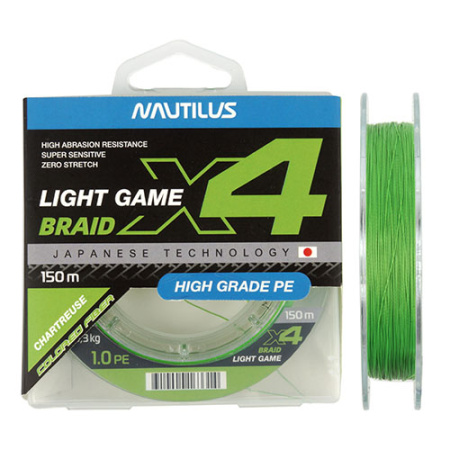Шнур Nautilus X4 Light game Braid Chartreus 5.4кг 0,8PE 150м - купить по доступной цене Интернет-магазине Наутилус
