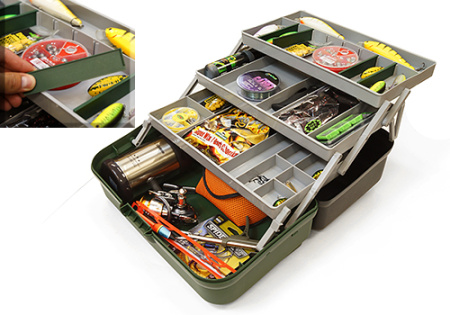 Ящик Nautilus 145 Tackle Box 3-tray XL Grey-Green - купить по доступной цене Интернет-магазине Наутилус