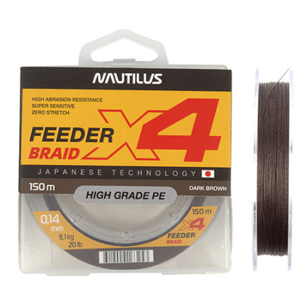 Шнур Nautilus X4 Feeder Braid Dark Brown d-0.10мм 5.4кг 150м - купить по доступной цене Интернет-магазине Наутилус